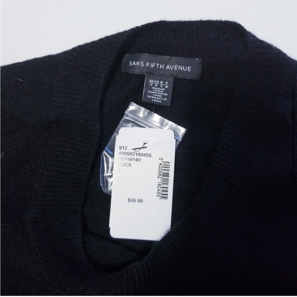 SAKS 5TH AVENUE Black Merino Wool Dress - Picture 6 of 6